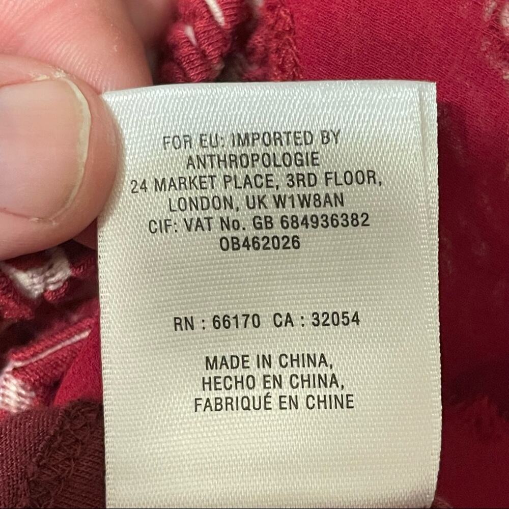 Anthropologie Maeve Dora Dress Red &‎ White Short Sleeve - Picture 6 of 8